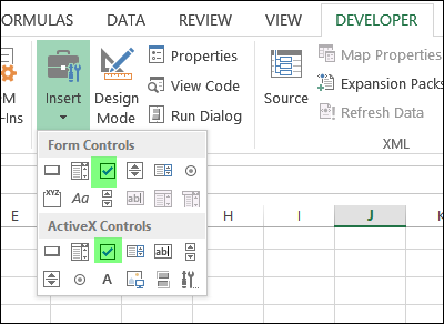 excel for mac add check box